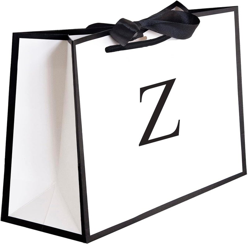 QLSKO Initial Gift Bag with Bow Ribbon Personalized Horizontal Paper Bag Monogrammed Birthday Gifts for Women Men (Z-Small) - Image 1